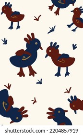Chicken Dark Tone Pattern for Kids Clothes