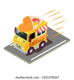 Chicken delivery icon. Isometric illustration of chicken delivery vector icon for web