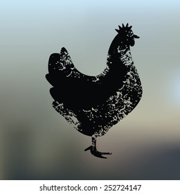 Chicken design on blur background,grunge vector