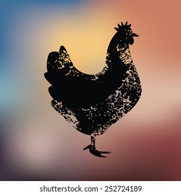 Chicken design on blur background,grunge vector