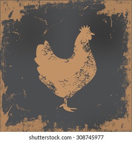 Chicken design on old paper background,vector