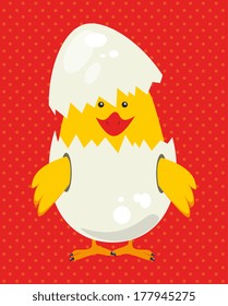 chicken design over  red  background, vector illustration 
