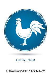 Chicken designed on grunge cycle background graphic vector