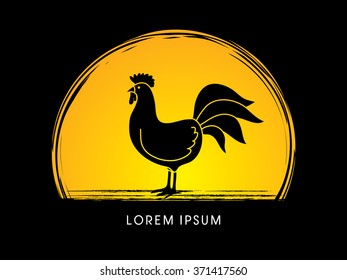 Chicken designed on moonlight background graphic vector