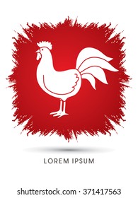Chicken designed on splash grunge brush background graphic vector