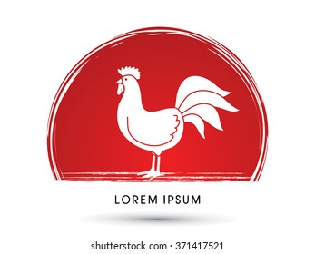 Chicken designed on sunset background graphic vector