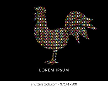 Chicken designed using colorful mosaic graphic vector