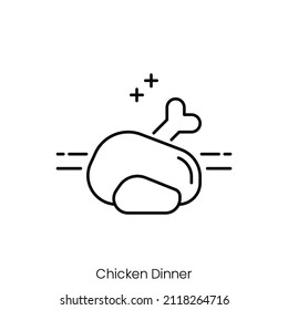 chicken dinner icon. Outline style icon design isolated on white background