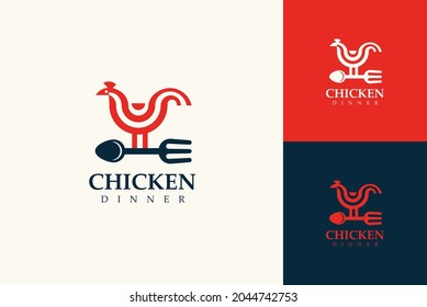 Chicken Dinner Logo Design Concept Vector 