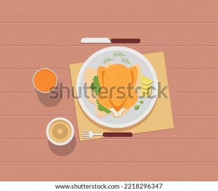 chicken dinner in pita in plate on the wood table with sauge Stock photo © 