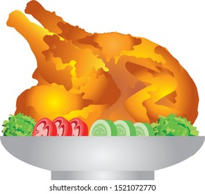 Chicken Dinner, Roasted Turkey, Thanks Giving food , game battle ground PUBG - Vector