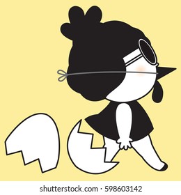 Chicken Disguise Happy Easter Concept Card Character illustration