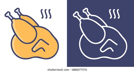Chicken dish Filled Line and Outline for your website design, icon, logo, app. Vector Premium EPS10