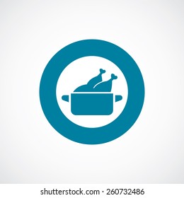 chicken dish icon bold blue circle border, white background  