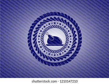 chicken dish icon with denim texture
