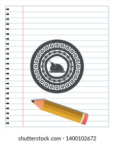 chicken dish icon emblem drawn in pencil. Vector Illustration. Detailed.