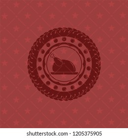 chicken dish icon inside badge with red background