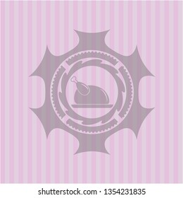 chicken dish icon inside badge with pink background