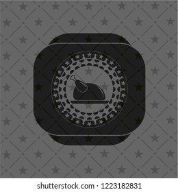 chicken dish icon inside black emblem