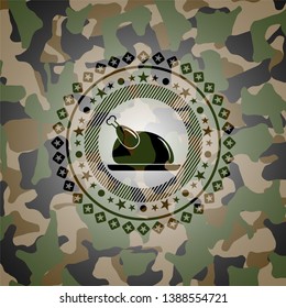 chicken dish icon inside camo texture