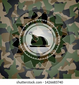 chicken dish icon inside camo texture
