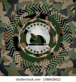 chicken dish icon inside camo emblem