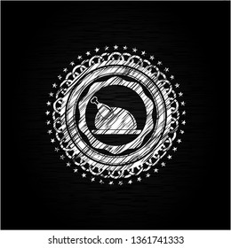 chicken dish icon inside chalk emblem