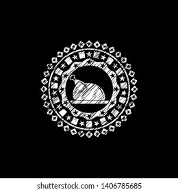 chicken dish icon inside chalk emblem written on a blackboard