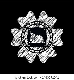 chicken dish icon inside chalkboard emblem