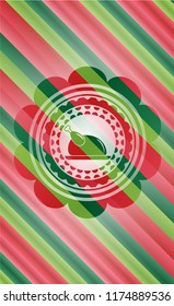 chicken dish icon inside christmas badge background.