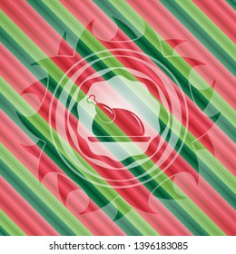 chicken dish icon inside christmas badge.