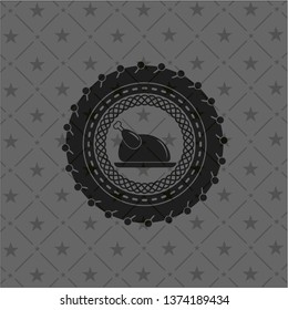 chicken dish icon inside dark badge