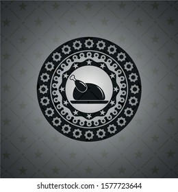 chicken dish icon inside dark emblem