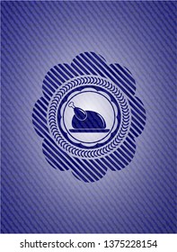 chicken dish icon inside emblem with jean high quality background