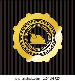 chicken dish icon inside gold shiny emblem