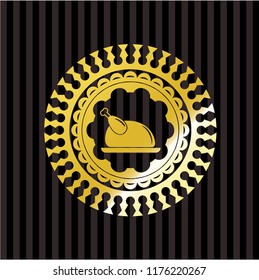 chicken dish icon inside gold shiny emblem