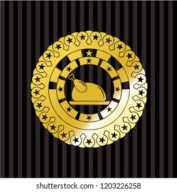 chicken dish icon inside gold shiny emblem