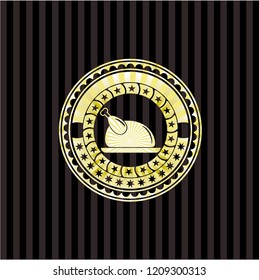 chicken dish icon inside gold badge
