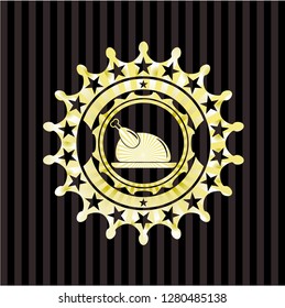 chicken dish icon inside gold badge