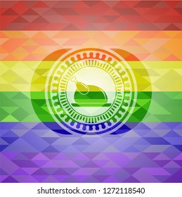 chicken dish icon inside lgbt colors emblem 