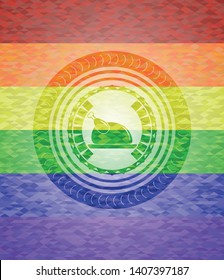 chicken dish icon inside lgbt colors emblem 