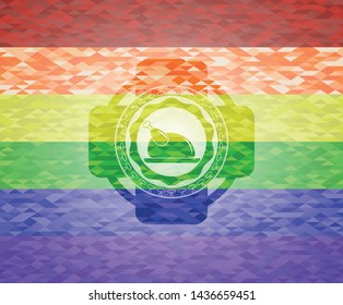 chicken dish icon inside lgbt colors emblem 