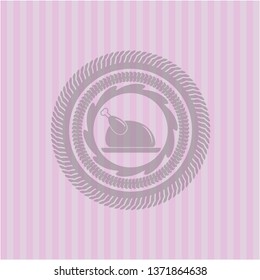 chicken dish icon inside pink emblem