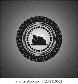 chicken dish icon inside realistic black emblem