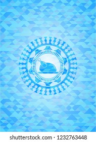 chicken dish icon inside realistic light blue mosaic emblem