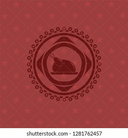 chicken dish icon inside realistic red emblem