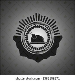 chicken dish icon inside realistic black emblem