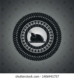 chicken dish icon inside realistic dark emblem