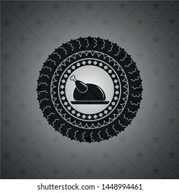 chicken dish icon inside realistic black emblem
