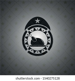 chicken dish icon inside realistic black emblem